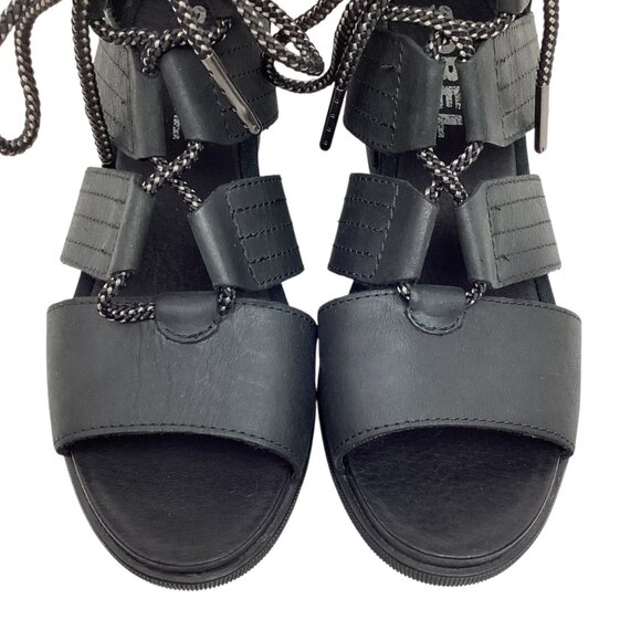 Sorel Joanie Gladiator Wedge Womens 8 Leather Sandals Black Lace-Up NWOT - Picture 6 of 12